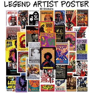  Legend artist poster sticker 50 pieces set PVC waterproof seal lock rock metal musician band music abroad 