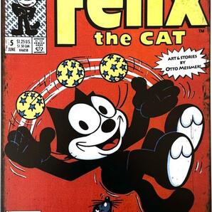 フィリックス・ザ・キャット クラシック ブリキ看板 タイプC 20cm×30cm A4サイズ FELIX 黒猫 アメリカン雑貨 サインプレート