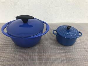 13747-ｃ/ Le Creuset/ルクルーゼ 両手鍋 ルクルーゼ センセーション 15cm/ルクルーゼ ミニ・ココット ロンド10cm ブルー