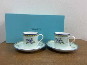 13747-5★TIFFANY MORNING GLORY ティファニー モーニング グローリー Tiffany&Co. デミタスカップ ソーサー 食器 2客セット