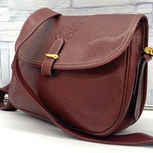  ultimate beautiful goods *LOEWE Loewe hole gram messenger bag shoulder business bag bag leather men's Gold metal fittings lady's bordeaux 