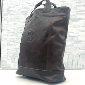 A4●極美品●ロンシャン LONGCHAMP トートバッグ メンズ ビジネス ハンド 総柄 ロゴ レザー 本革 PC収納可能 モノグラム 型押し エンボス