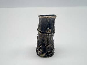 竹模様 銅製線香立て 古銅色 スティック 香炉 蓋不燃布 仏壇仏具 香道具 茶道具 