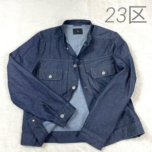 【美品】23区 HOMMME オム スタンドカラー ジャケット デニム ジャケット 現行タグ 春アウター オンワード樫山 size48 メンズ アウター