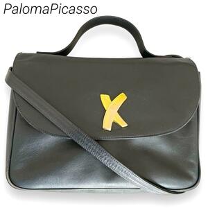 PalomaPicasso パロマピカソ レザー ショルダーバッグ　2way iイタリア製 レディース ブランドバック ブラック 2way 高級 黒 ロゴ 