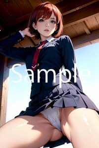 AIイラスト アートポスター A4サイズ 美女イラスト セクシー水着 制服 コスプレ アイドル グラビア 美少女 かわいい ☆一点物☆ 103