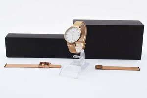 箱付き 稼働品 ダニエルウェリントン ラウンド ゴールド B32R1 クォーツ メンズ 腕時計 DanielWellington