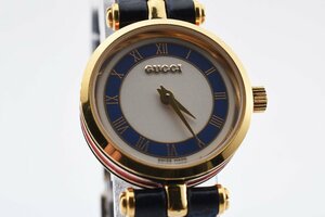 稼働品 グッチ ラウンド ゴールド クォーツ レディース 腕時計 GUCCI