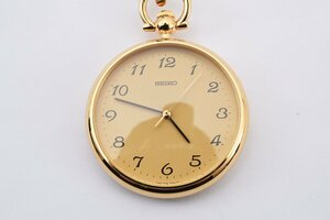 美品 セイコー 懐中時計 ラウンド ゴールド 7N01-0020 クォーツ メンズ 腕時計 SEIKO