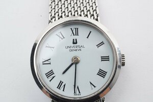  beautiful goods operation goods universal june-b round silver hand winding men's wristwatch UNIVERSAL GENEVE