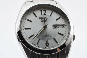 美品 セイコー ファイブ オートマチック 7S26-03B0 デイデイト ラウンド シルバー 自動巻き メンズ 腕時計 SEIKO