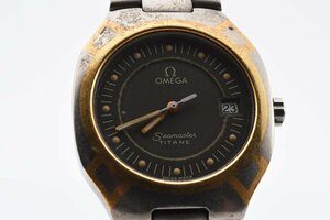稼働品 オメガ シーマスター ポラリス ヴィンテージ デイト ラウンド コンビ クォーツ メンズ 腕時計 OMEGA