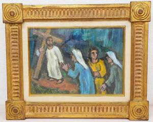 Art hand Auction Tadao Tanaka Women of Jerusalem Sending Off the Lord Oil on canvas, F4 size, framed, authenticity guaranteed, Painting, Oil painting, Portraits