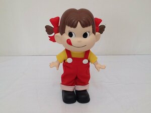 【中古品】レトロ 不二家 ペコちゃん人形 フィギュア ドール 身長25cm オーバーオール(レッド)