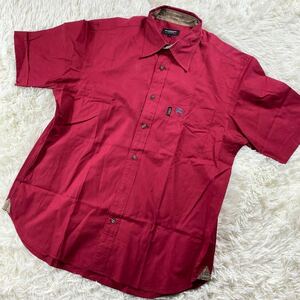  rare L corresponding! [BURBERRY/ Burberry ] short sleeves shirt noba check hose Logo one Point spring summer red men's beautiful goods lining one Point red 