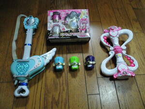 * Bandai sweet Precure * Curemo ju-re+ Rav guitar rod + fan ta stick bell tie+fea Lee tone * operation verification settled USED