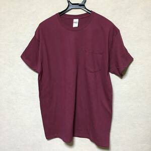 新品未使用 GILDAN ギルダン 半袖Tシャツ ポケット付き マルーン L