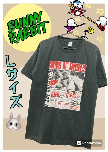 BUNNYRABBIT ロックTシャツLサイズ　【0184-b-L】