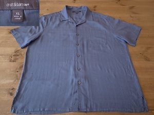croft&barrow 100％ 絹 シルク グレー 無地 開襟 オープンカラー 半袖 シャツ アロハ アメリカ古着 サイズ XL 大きめ