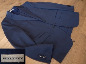 HILTON ヒルトン ウールポリ オールシーズン ２釦 紺 アンコン テーラード ジャケット ブレザー 本切羽 サイズ AB５ L 相当