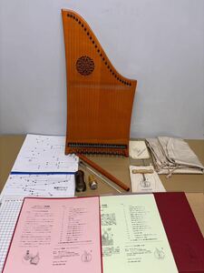  rare super-beauty goods he Le Mans harp 25 string.2008 1003 Germany made original case, musical score, attaching Hermann Veeh.