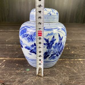 e3298 陶器 茶入 茶缶 山水 冠茶 中国古玩 中国美術 花瓶 蓋付 古美術 骨董 置物 大清乾隆年製の画像8