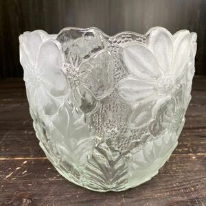 e3310 インポート イタリア製 Demain ドマン ガラス鉢 花瓶 フラワーベース 花器 カットガラス ボウル インテリア