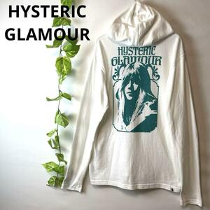 希少 HYSTERIC GLAMOUR ヒステリックグラマー ガール バックロゴ ジップアップパーカー 胸ロゴ 白緑ホワイトグリーン メンズ Mサイズ 春夏