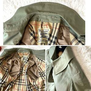 玉虫色★Burberry バーバリー ロングトレンチコート M ノバチェック カーキ ベージュ 総柄 ベルト Ａライン ロング丈 春  の画像8