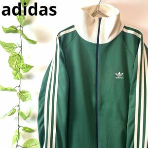 極美品/adidas アディダス トラックジャケット ジャージ 西ドイツ製 デサント ベッケンバウアー 緑グリーンベージュ メンズ XLサイズ