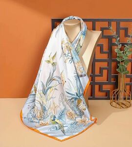  bird . plant print 68.0cm size square scarf sunburn stop head scarf 