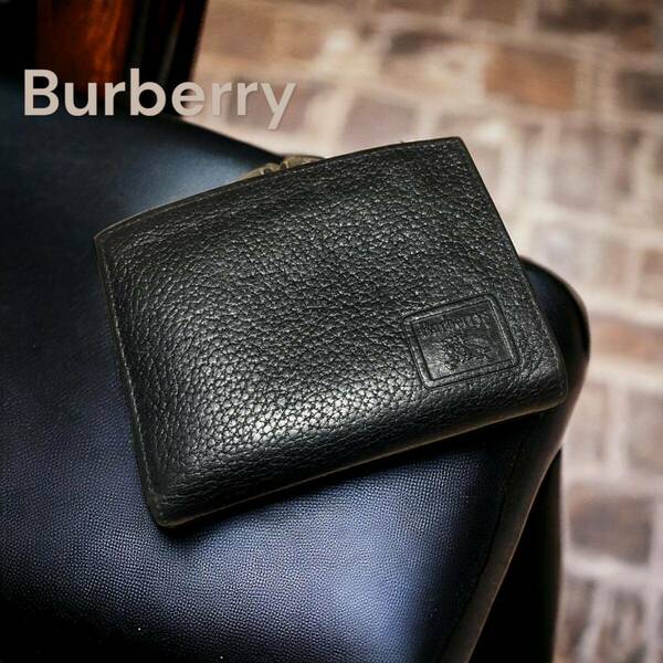 Burberry バーバリー 折り財布 がま口 ノバチェック 黒