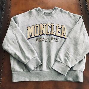 モンクレール Moncler 23SS メンズ SINCE 1952 ゴールドラメ BIG　ロゴ入り オーバーサイズデザイン スウェット トレーナー グレー L 美品 