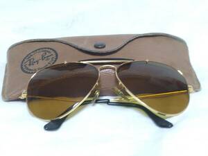 Ray-Ban RayBan 58*14 B&Lboshu rom Teardrop sunglasses aviator gold . color glasses rare model Vintage leather case attaching 