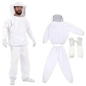 [Barsado] 養蜂用 防護服 蜂防護服 養蜂 防護服 上下服 フェイスネット 手袋 3点 セット/蜂の巣 害虫 蜂 駆除 に