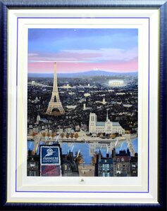 Art hand Auction (4-8175) Michel Delacroix France World Cup '98 174/200 Silkscreen, autographed, paper box, yellow bag, painting, framed [Ryokuwado], Artwork, Prints, Silkscreen