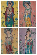 ■観心・時代旧蔵■B614中国古画 張大千 絹本 仏像八枚組共箱 北京画院 箱付 水墨中国画巻物 書画 巻き物 肉筆保証品_画像9