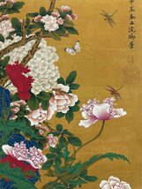 ■観心・時代旧蔵■C5866中国古書画 慈禧 花鳥図 絹本 掛け軸 書画立軸 水墨中国画巻物 肉筆逸品 肉筆保証品_画像10