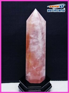 1 jpy start!. cheap *1.1Kg rose quartz hexagon pillar [T332-5717]