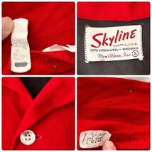 50s Skyline BOX wool shirt スカイライン ボックス ウールシャツ 長袖 赤 無地 ビンテージ （ 50年代 ロカビリー ドリズラー ファラオ 40s_画像9