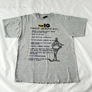 グッドプリント 90s grandpa Tシャツ L ビッグサイズ 杢グレー 霜降り ビンテージ （ 90年代 良 ツラ プリント 人物 80s 70s 古着 vintage