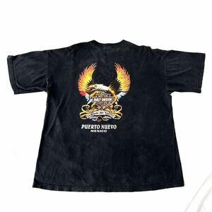 ウィング プリント 90s HARLEY DAVIDSON イーグル Tシャツ MEXICO エンブレム 黒 XL ビッグサイズ （ 90年代 ハーレー ダビッドソン 80s MC