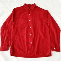 50s Skyline BOX wool shirt スカイライン ボックス ウールシャツ 長袖 赤 無地 ビンテージ （ 50年代 ロカビリー ドリズラー ファラオ 40s_画像1