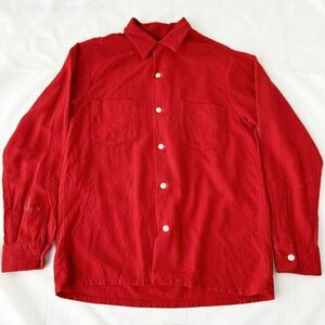50s Skyline BOX wool shirt スカイライン ボックス ウールシャツ 長袖 赤 無地 ビンテージ （ 50年代 ロカビリー ドリズラー ファラオ 40s