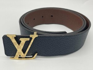 ∞.綺麗【LOUIS VUITTON ルイ・ヴィトン M0027 レザー サンチュール LV ティルト リバース 110/44 ネイビー バックル変更】OK17457