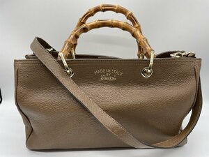 ∞大人気【GUCCI グッチ 2WAYハンドバッグ 323660 ショルダーバッグ バンブー レザー ブラウン レディース】HM842