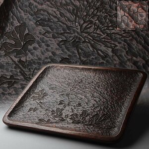 UT830 era . tea utensils Zaimei tree structure . carving writing length person tray width 24cm -ply 210g* tree ground .. green tea tray *.. pulling out tray *. tray * old tray . tea utensils 