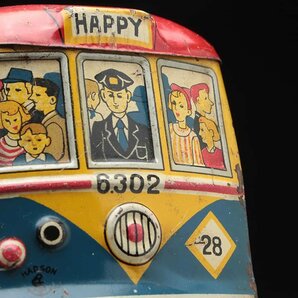 UT760 当時物【HADSON】日本製 ハドソン フリクション式 路面電車「6.302 HAPPY SPEED CAR」幅27.5cm 重275g 古玩具の画像8