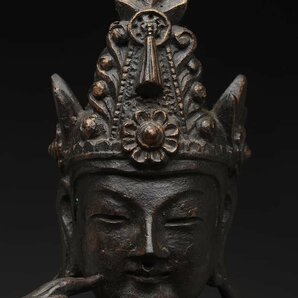 ES352 仏教美術【岳宝塔】「弥勒菩薩半跏思惟像」高32.2cm 重2.8kg・仏像・佛像の画像3