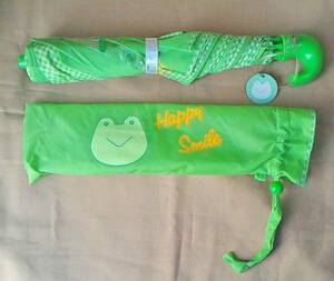 カエル 折り畳み傘 ケース付/かえる キッズ 大人 蛙 傘 緑 グリーン 名前 コンパクト おりたたみ